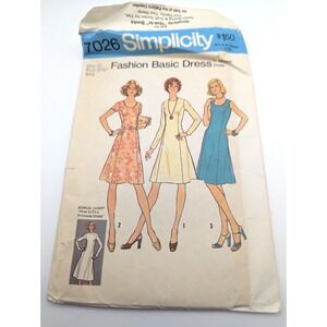 SIMPLICITY Sewing Pattern Womens 10 Princess Dress Two Necklines 7026 UNCUT